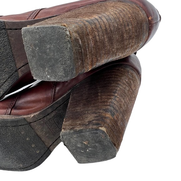 Frye Patty Riding Boot Brown Leather High Block‎ Heel Zipper Buckle 8.5 - Picture 8 of 9